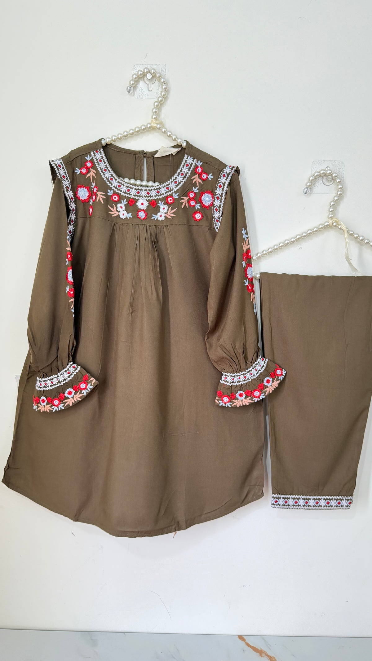 Stylish embroidered kurta with matching Trouser