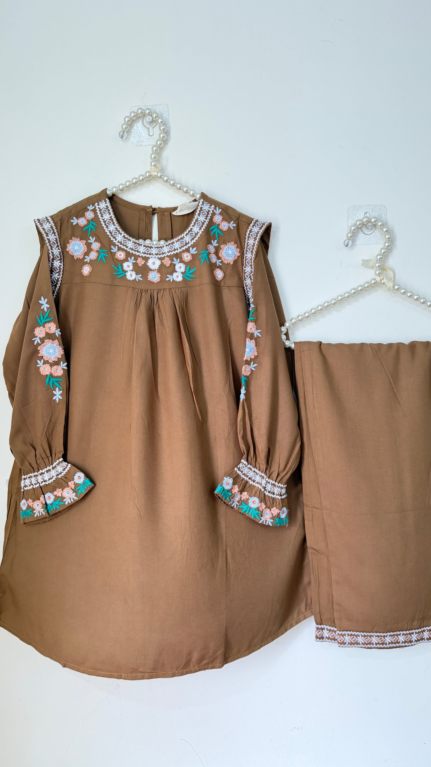 Stylish embroidered kurta with matching Trouser