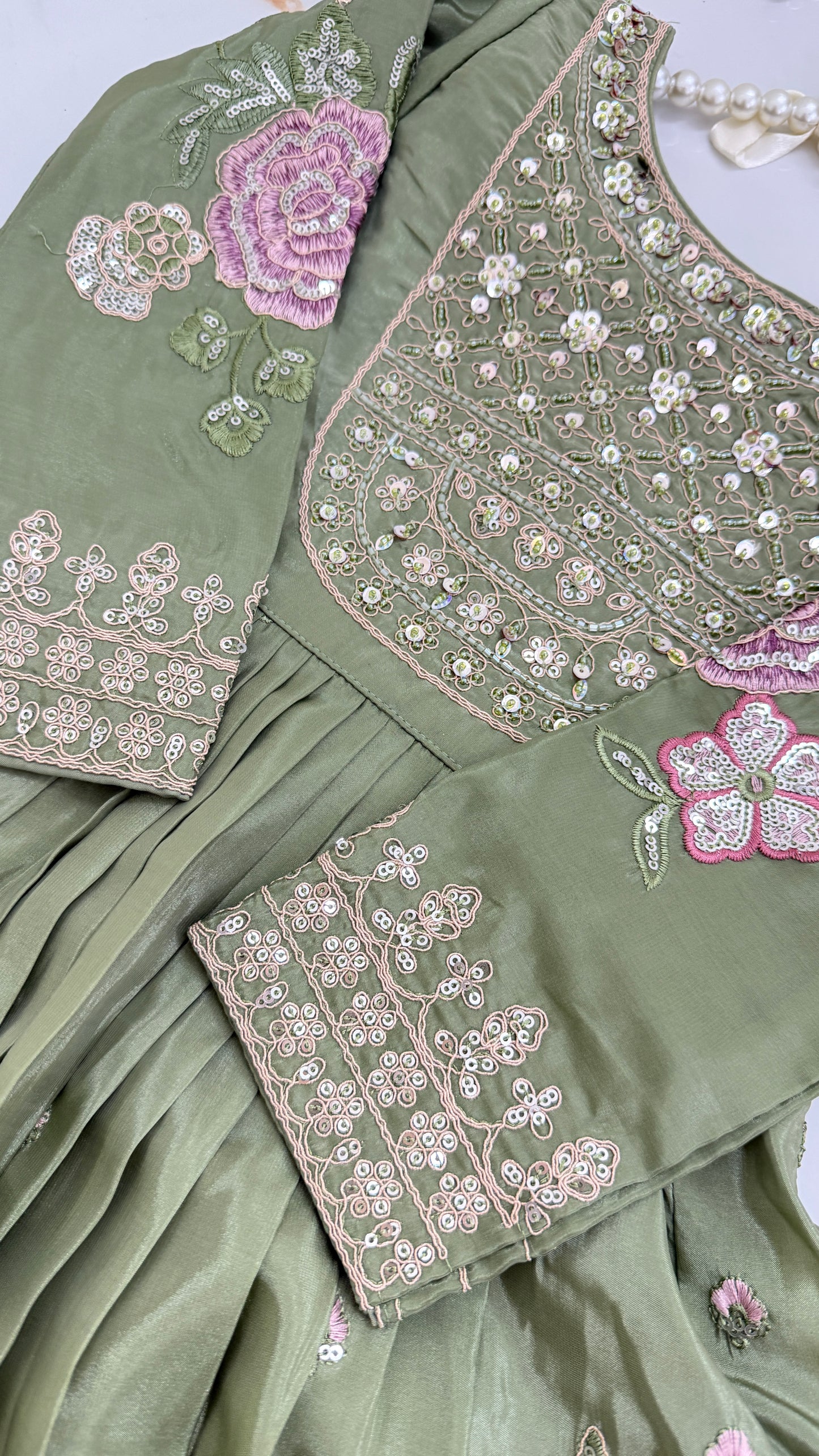 Olive Floral Sharara Set