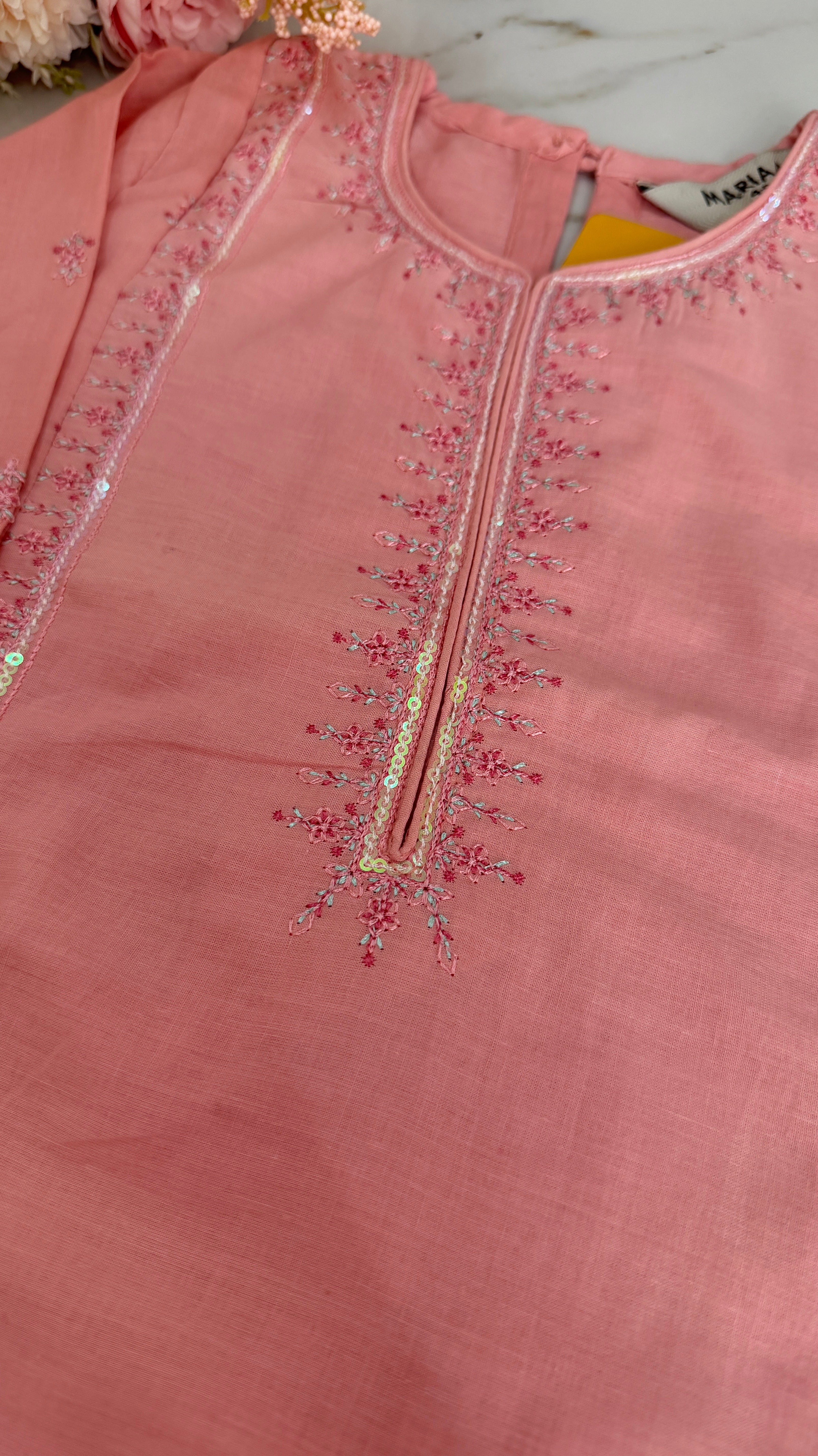 Maria.B peach-pink embroidered cotton MKD-EF26-20