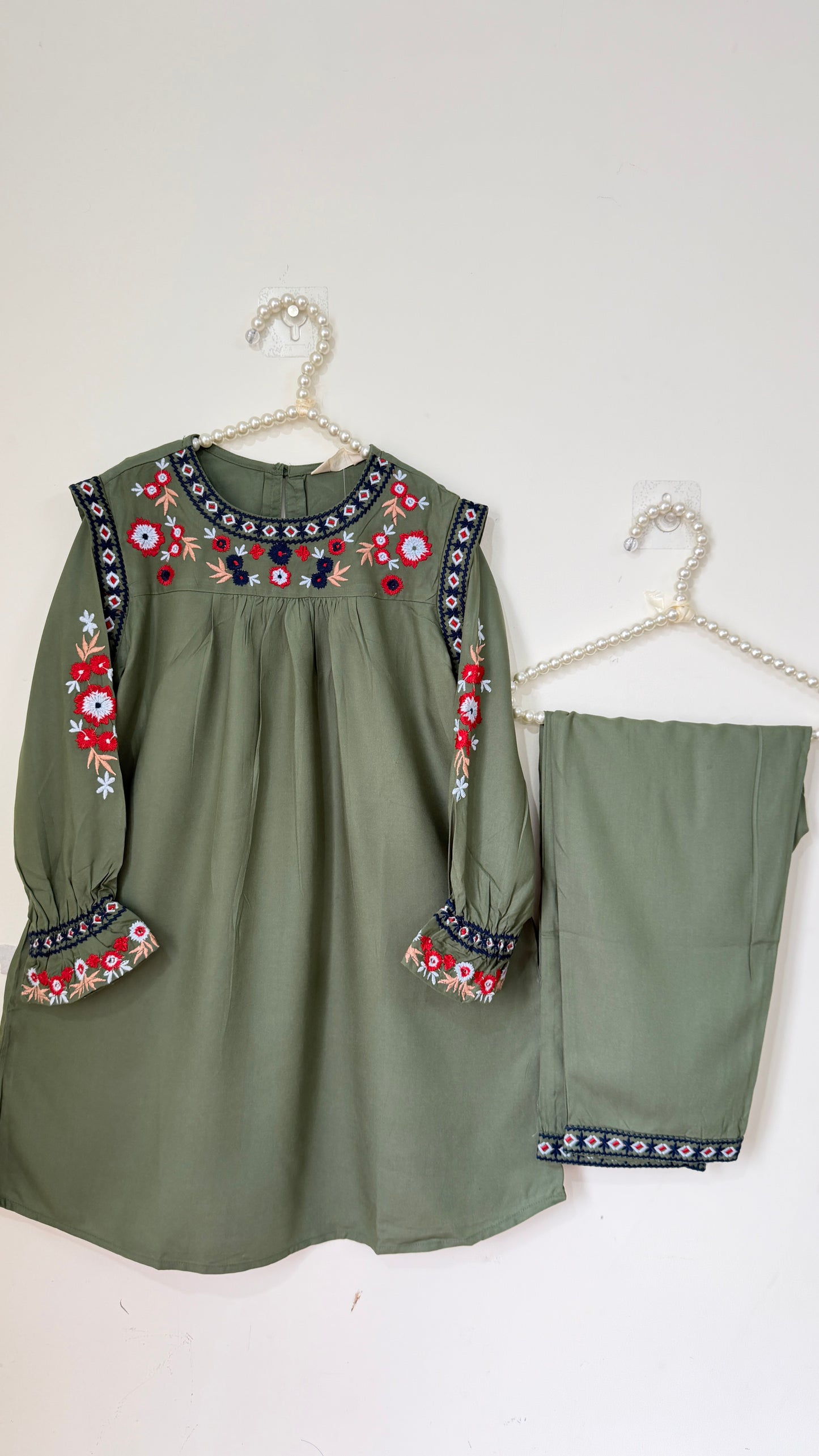 Stylish embroidered kurta with matching Trouser
