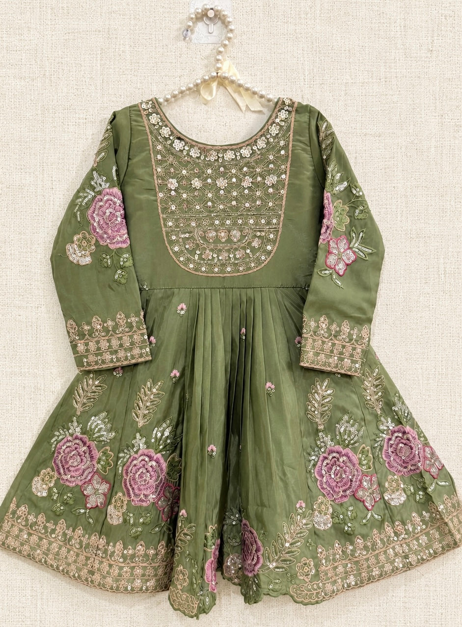 Olive Floral Sharara Set