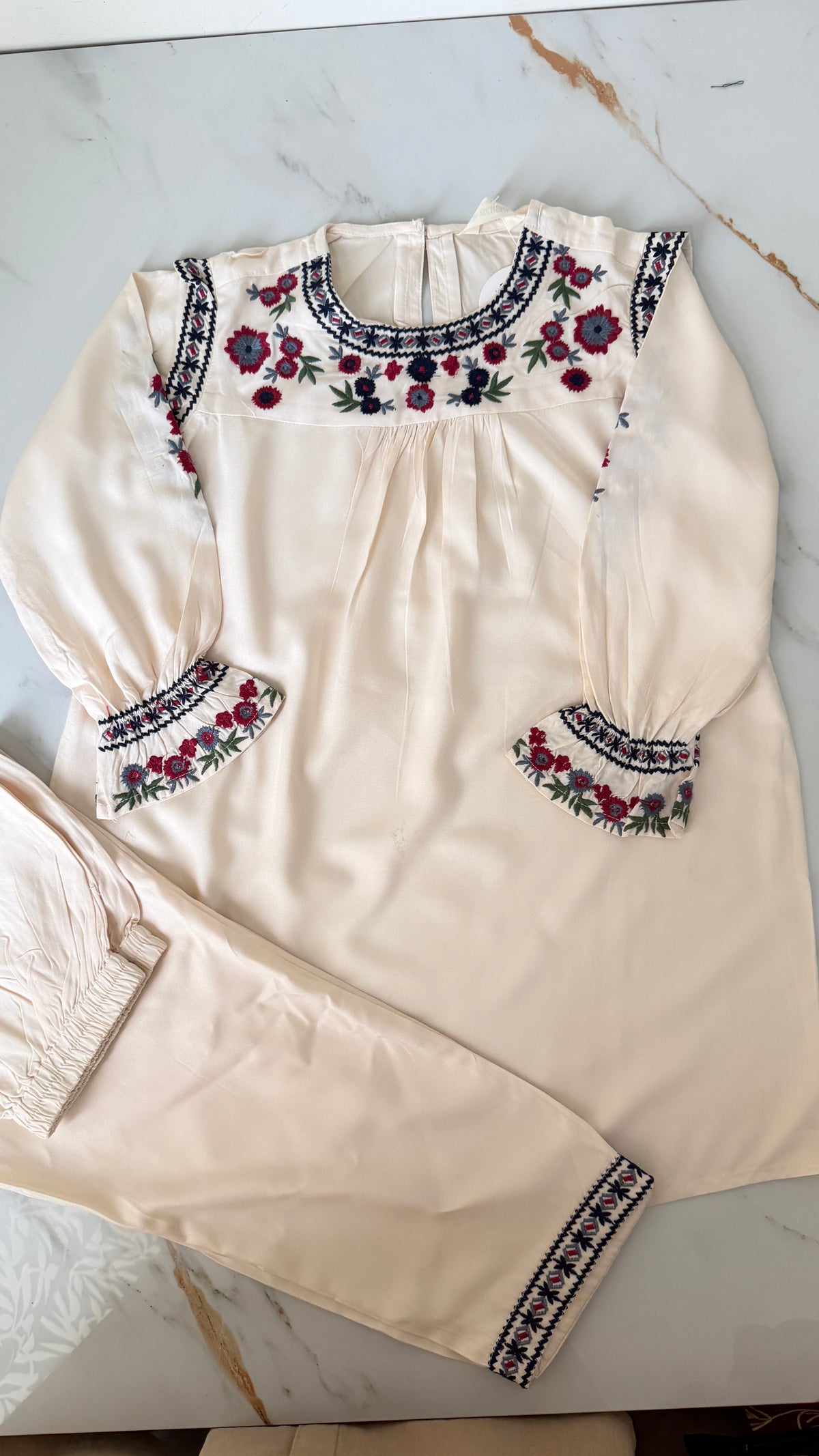Stylish embroidered kurta with matching Trouser