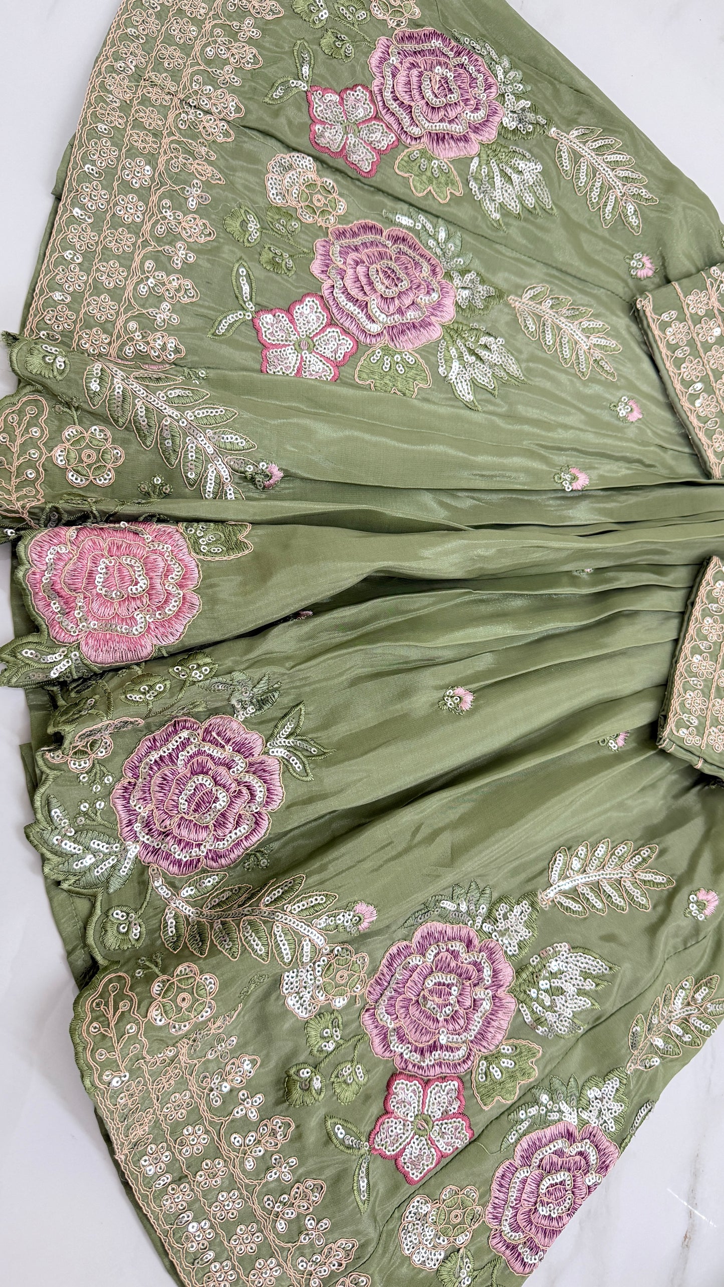 Olive Floral Sharara Set