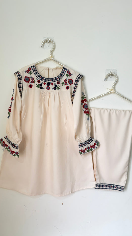 Stylish embroidered kurta with matching Trouser