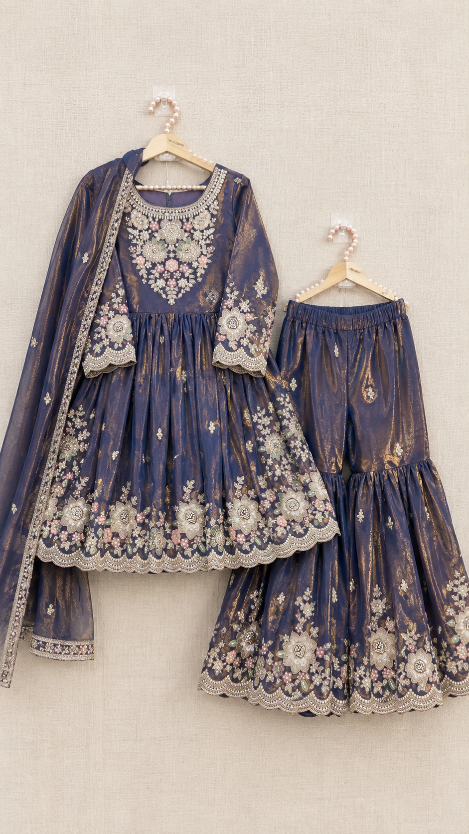 Heavy Work Peplum Gharara Set