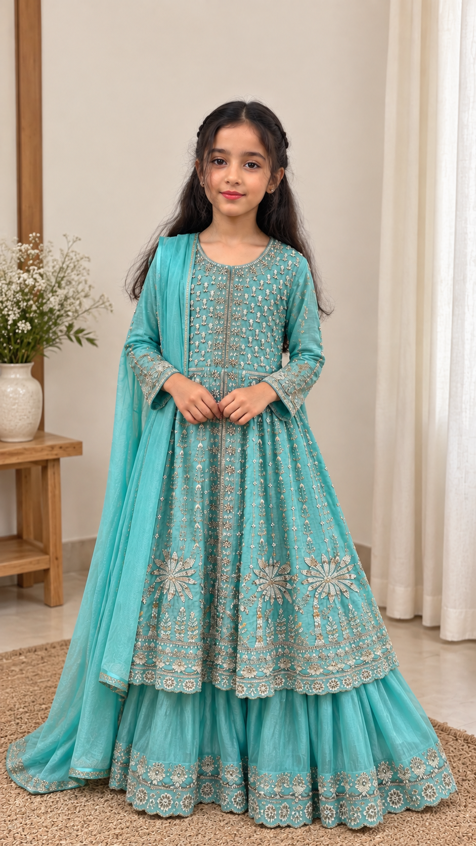 Front-Open Anarkali with Sharara Set