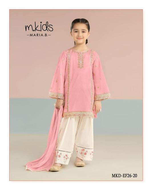 Maria B Mkids MKD-EF26-20-Pink Embroidered