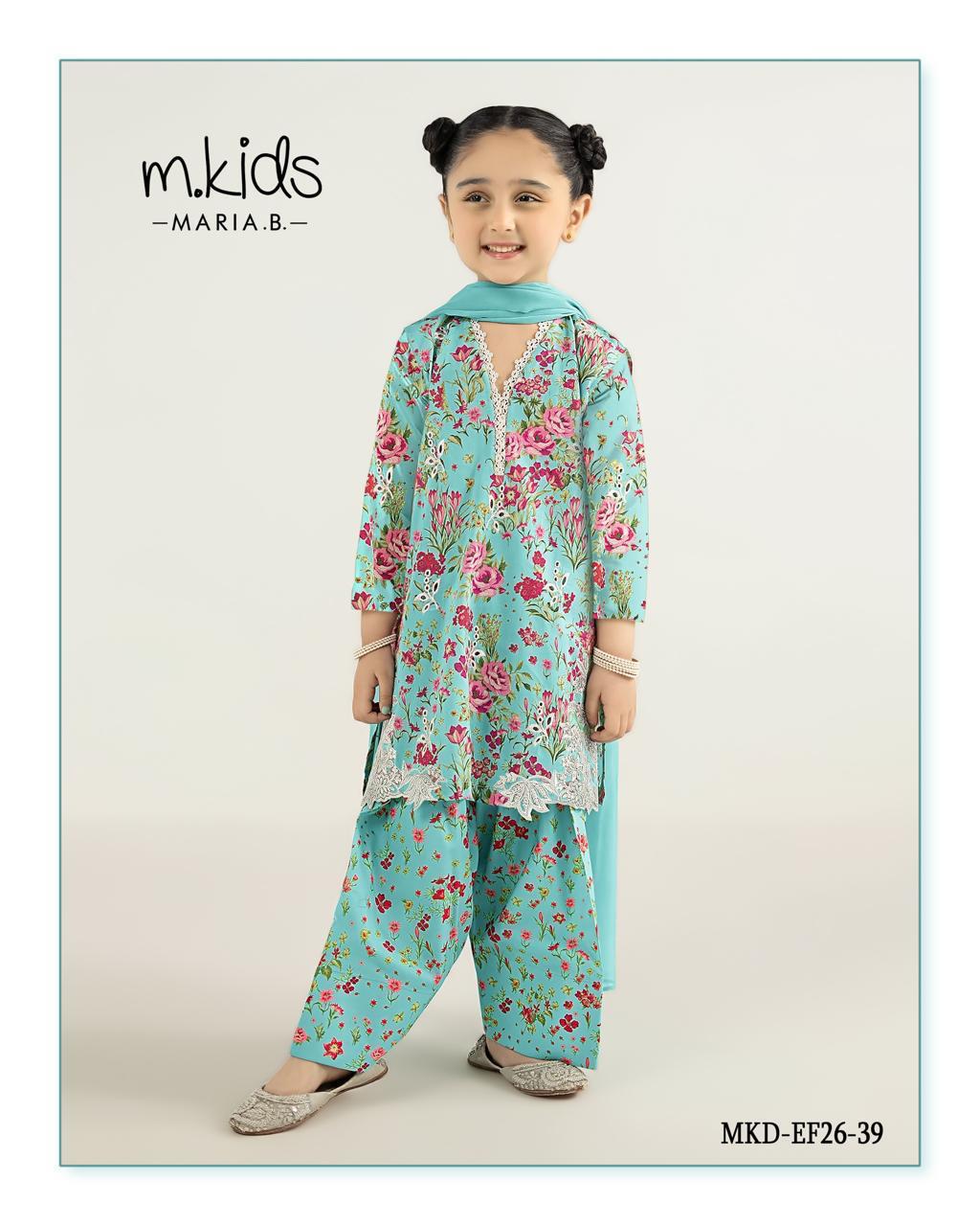 Maria B Mkids MKD-EF26-39-Blue Embroidered Lawn Girls Clothes