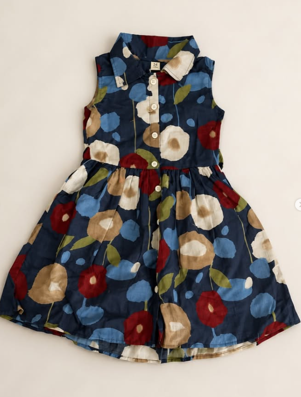 Girls Floral Cotton Frock (2–7 Years)